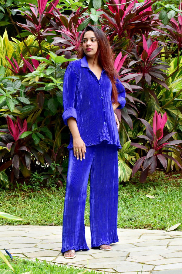 Pleated Royal Blue Co-Ord Set